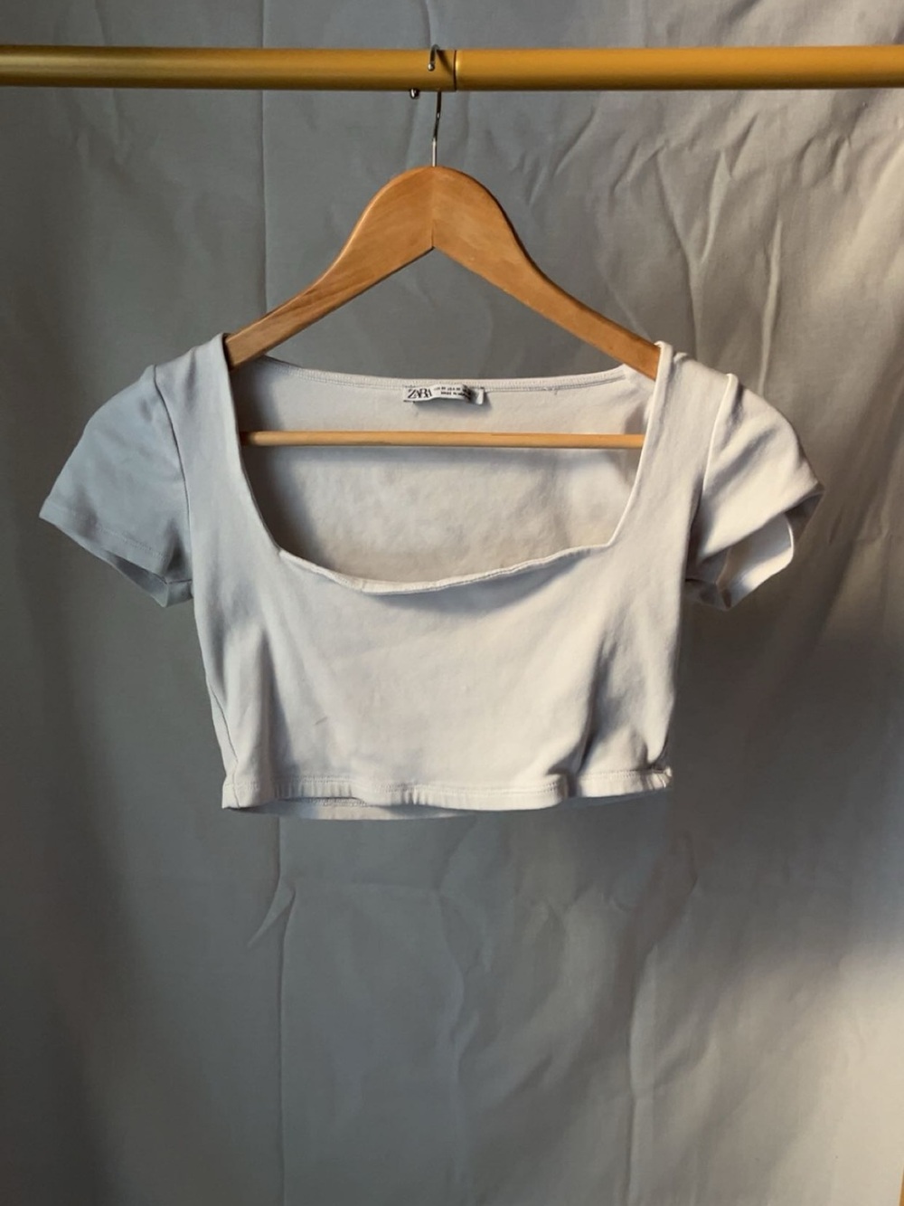 Zara Light White Square-Neck Cropped Top